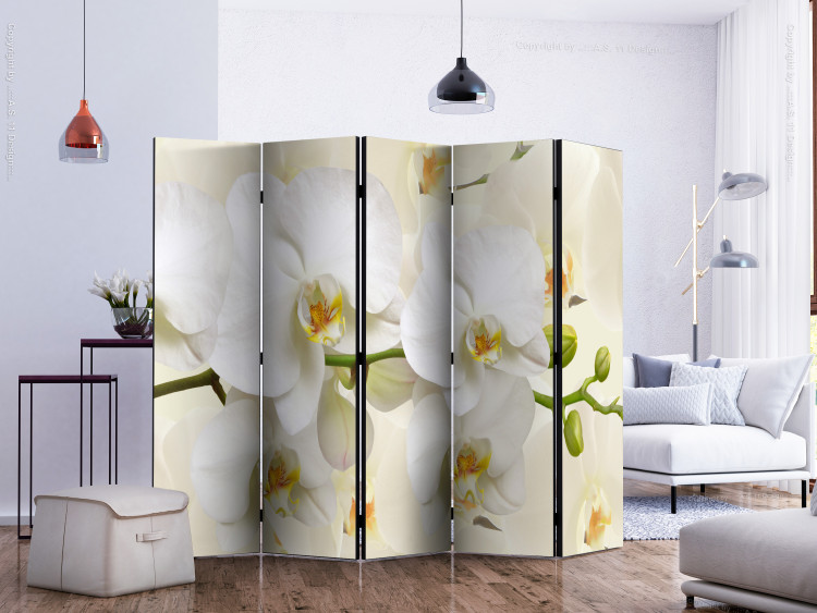 Folding Screen Orchid Branch II - composition of white lily flowers on a light background 133825 additionalImage 2
