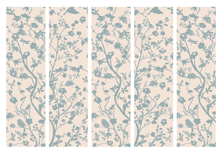 Room Separator Spring Stir II - fanciful pattern of plants and birds on a light background 133925 additionalImage 7