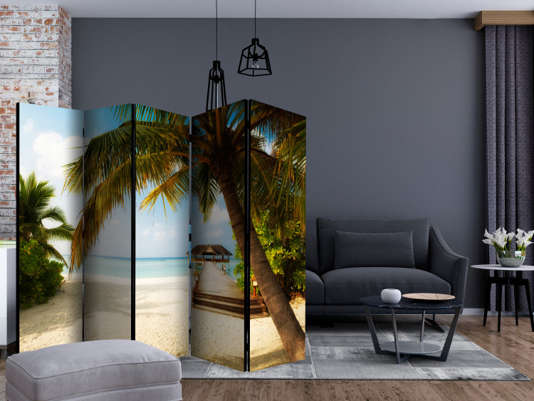 Folding Screen Paradise Beach II - tropical island with beach and palm trees against the ocean 134025 additionalImage 4