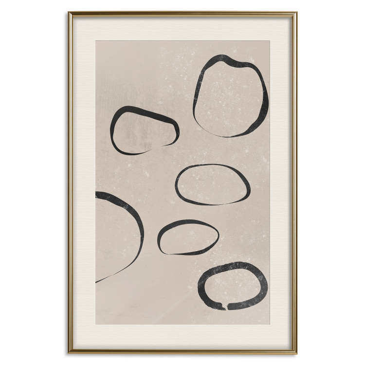 Poster Rain on Sand - abstract circular patterns on a light gray background 134325 additionalImage 20