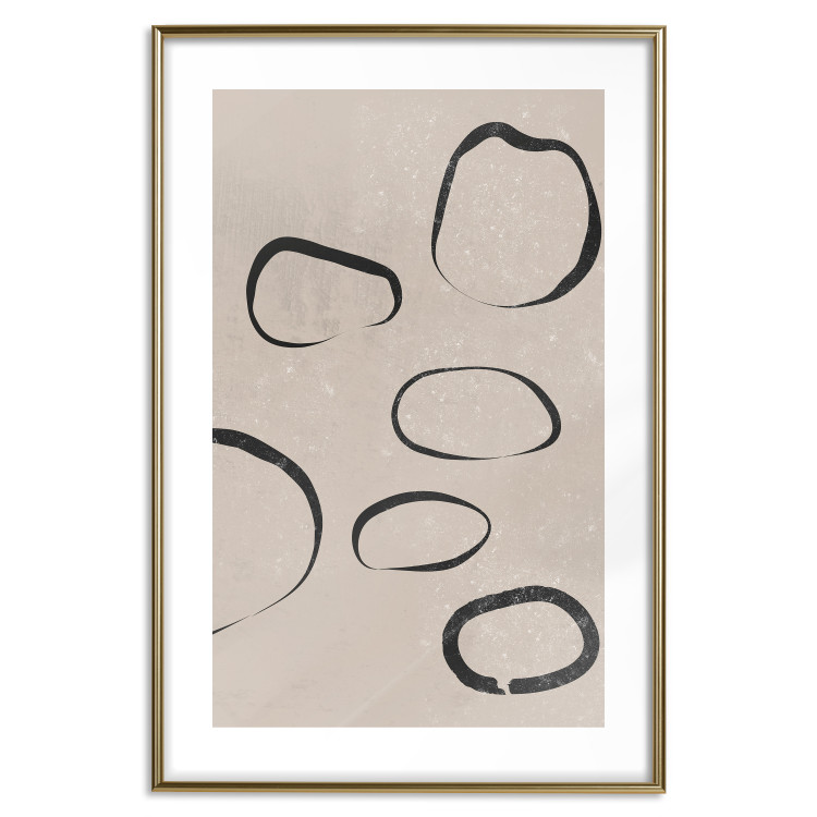 Poster Rain on Sand - abstract circular patterns on a light gray background 134325 additionalImage 16