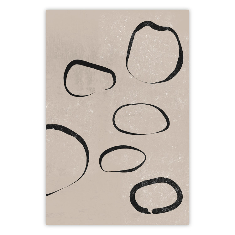 Poster Rain on Sand - abstract circular patterns on a light gray background 134325