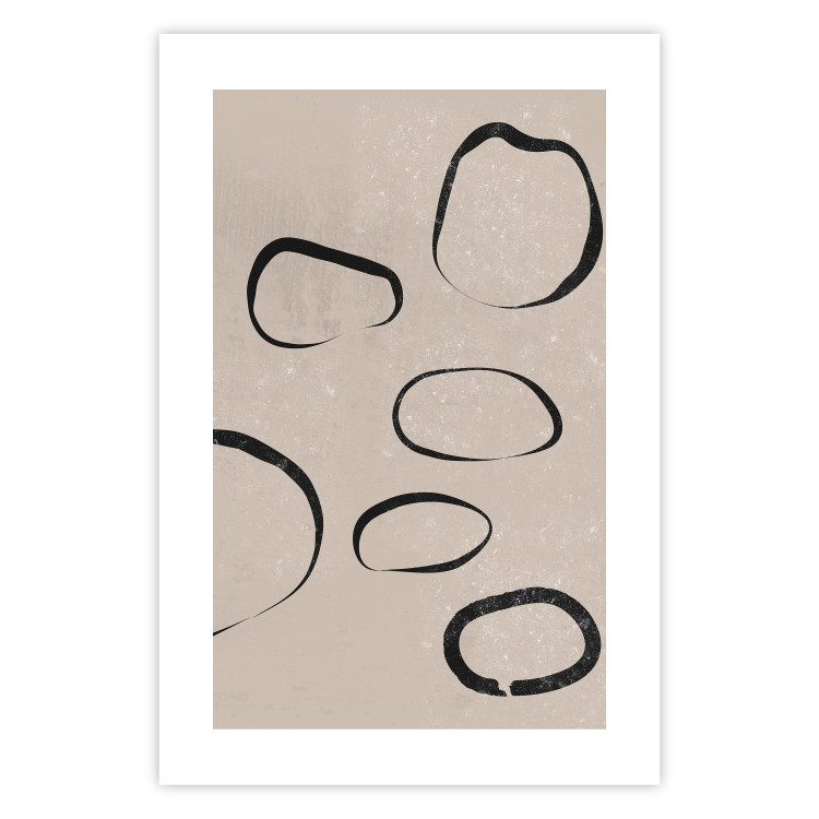 Poster Rain on Sand - abstract circular patterns on a light gray background 134325 additionalImage 25