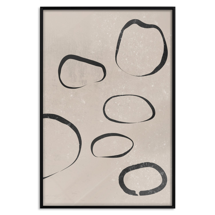 Poster Rain on Sand - abstract circular patterns on a light gray background 134325 additionalImage 16