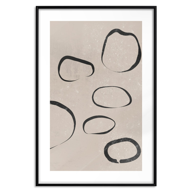 Poster Rain on Sand - abstract circular patterns on a light gray background 134325 additionalImage 15