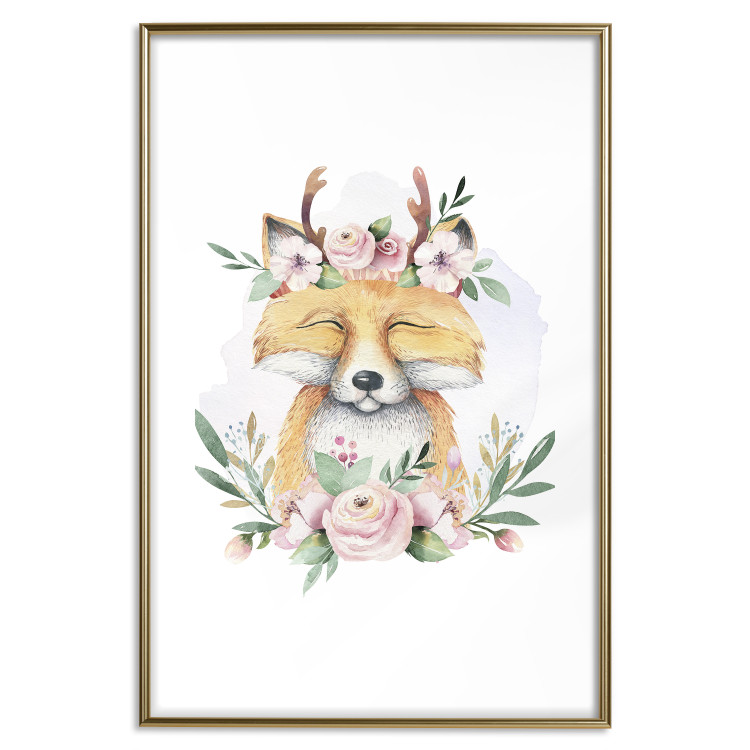 Wall Poster Cleofas the Fox - natural composition of plants and animals on a white background 135725 additionalImage 2