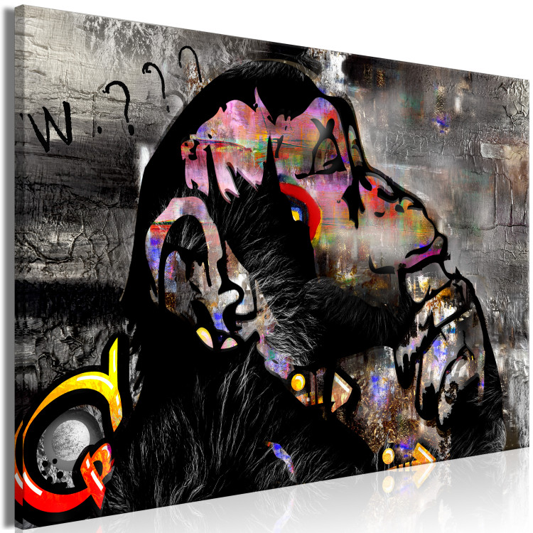 Canvas Print Thoughtful Monkey (1-piece) Wide - futuristic abstraction 136025 additionalImage 2