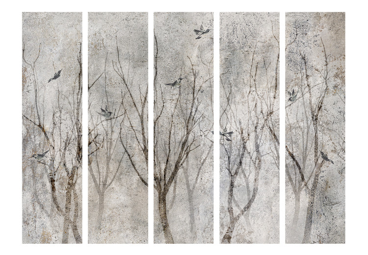 Room Divider Forest Chant II (5-piece) - Winter landscape among tree branches 136125 additionalImage 3