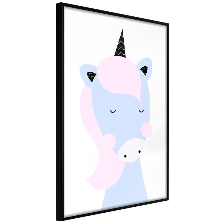 Poster Sweet Unicorn - playful blue animal with a horn on a light background 138125 additionalImage 8
