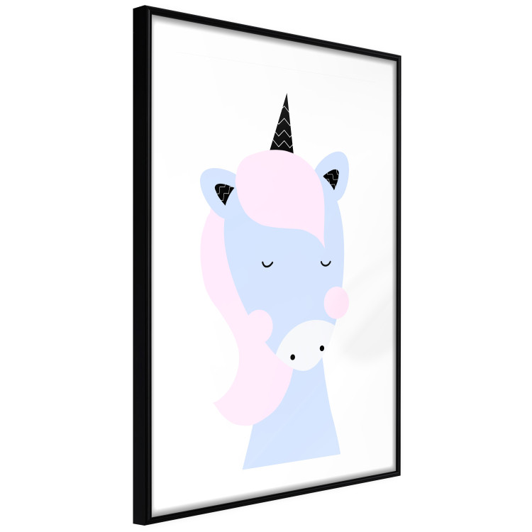Poster Sweet Unicorn - playful blue animal with a horn on a light background 138125 additionalImage 5