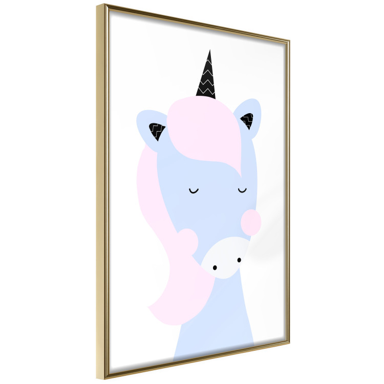 Poster Sweet Unicorn - playful blue animal with a horn on a light background 138125 additionalImage 9