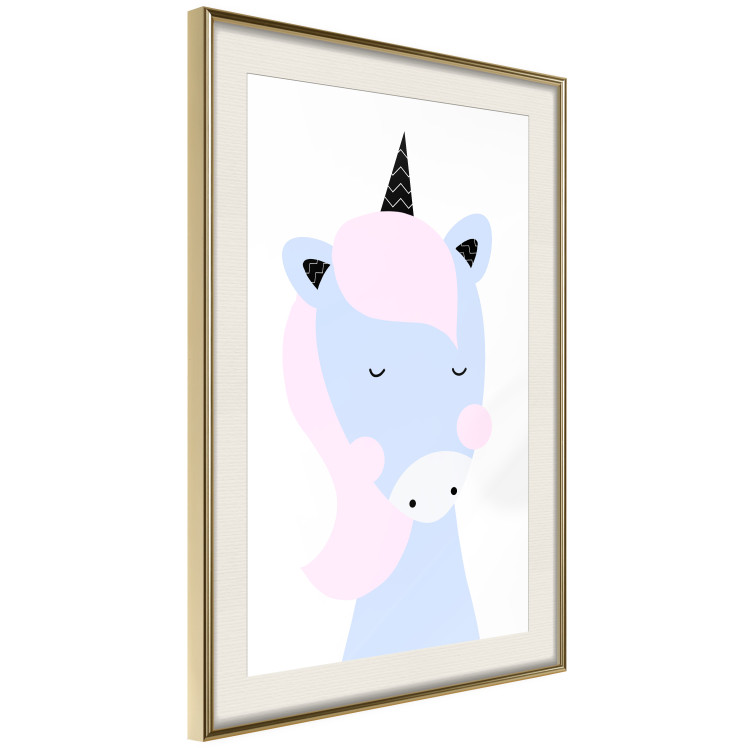 Poster Sweet Unicorn - playful blue animal with a horn on a light background 138125 additionalImage 6