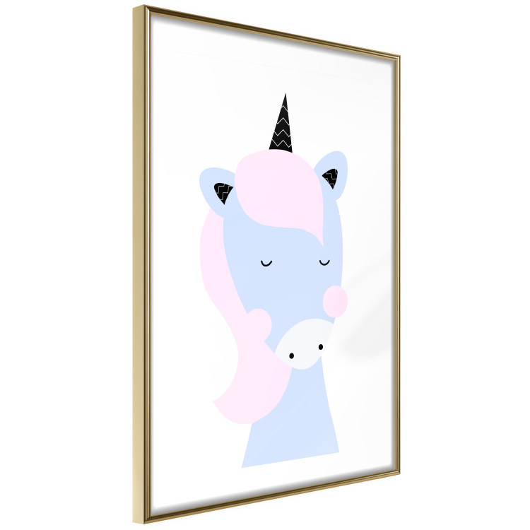 Poster Sweet Unicorn - playful blue animal with a horn on a light background 138125 additionalImage 6