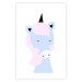 Poster Sweet Unicorn - playful blue animal with a horn on a light background 138125 additionalThumb 11