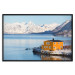 Wall Poster Silence and Peace - winter landscape of a yellow cottage by a lake and mountains 138725 additionalThumb 26