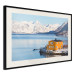 Wall Poster Silence and Peace - winter landscape of a yellow cottage by a lake and mountains 138725 additionalThumb 4