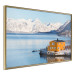 Wall Poster Silence and Peace - winter landscape of a yellow cottage by a lake and mountains 138725 additionalThumb 10
