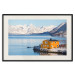 Wall Poster Silence and Peace - winter landscape of a yellow cottage by a lake and mountains 138725 additionalThumb 18