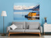 Wall Poster Silence and Peace - winter landscape of a yellow cottage by a lake and mountains 138725 additionalThumb 5