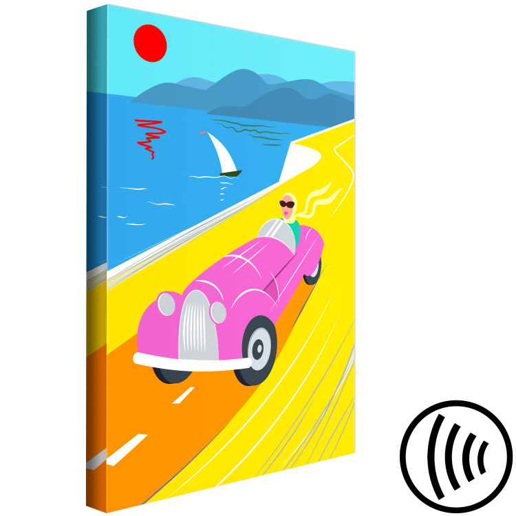 Canvas Print Colorful Ride (1-piece) Vertical - landscape with a car against the sea 142625 additionalImage 6