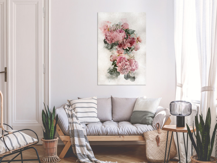 Canvas Peonies in Bloom (1-piece) Vertical - pink flowers and light background 142825 additionalImage 3