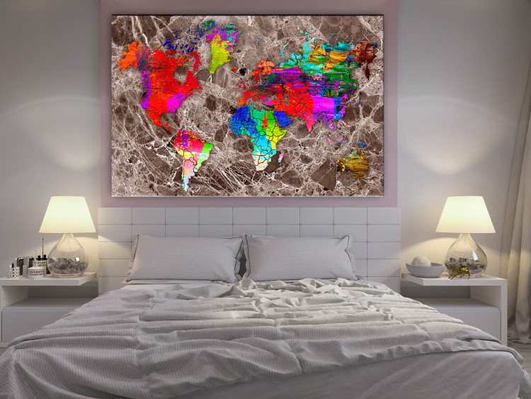 Canvas Art Print Colorful World (1-piece) - multicolored abstract world map 143925 additionalImage 3