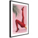 Wall Poster Red Tights - Woman Legs, High Heels and Palm Leaf on a Pink Background 144125 additionalThumb 5