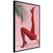 Wall Poster Red Tights - Woman Legs, High Heels and Palm Leaf on a Pink Background 144125 additionalThumb 2