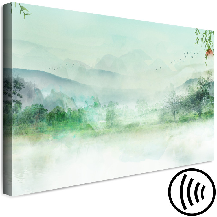 Canvas Art Print Misty Landscape (1-piece) - green landscape overlooking forest and mountains 144725 additionalImage 6