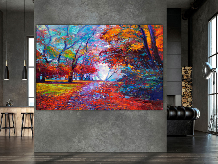 Canvas In the Autumn Park - Painted September Landscape With Colorful Trees 145525 additionalImage 3