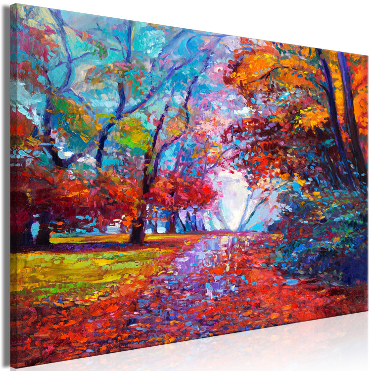 Canvas In the Autumn Park - Painted September Landscape With Colorful Trees 145525 additionalImage 2