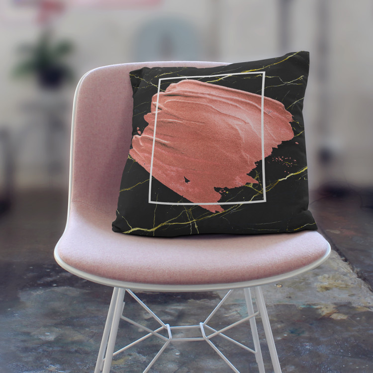 Decorative Microfiber Pillow Pearl pink - an abstract composition on black marble background cushions 146825 additionalImage 5