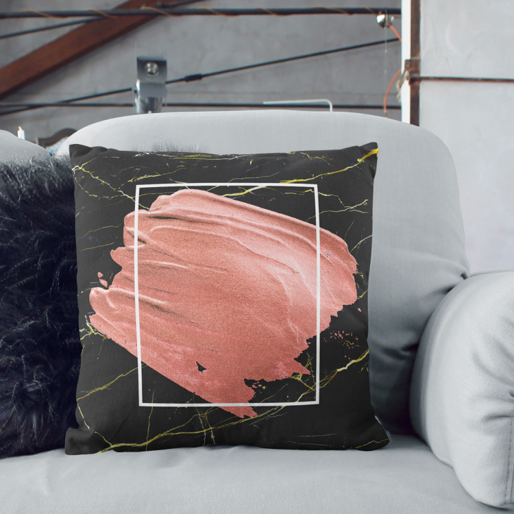 Decorative Microfiber Pillow Pearl pink - an abstract composition on black marble background cushions 146825 additionalImage 6