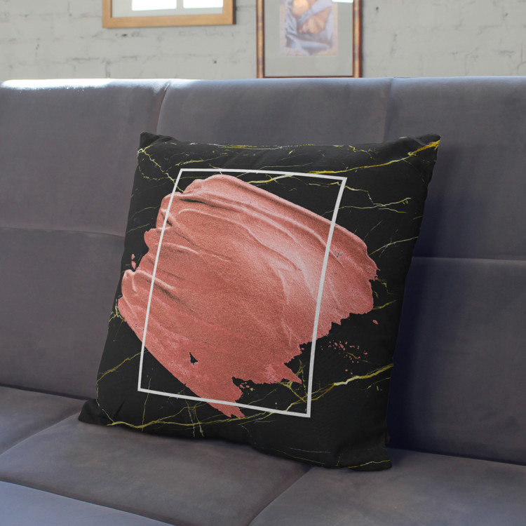 Decorative Microfiber Pillow Pearl pink - an abstract composition on black marble background cushions 146825 additionalImage 4