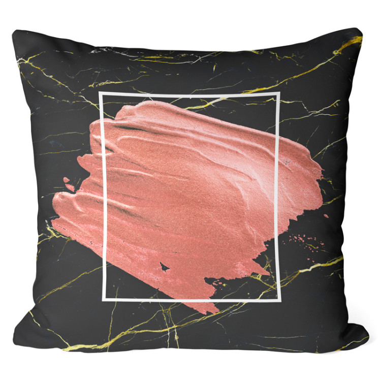 Decorative Microfiber Pillow Pearl pink - an abstract composition on black marble background cushions 146825