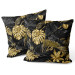 Decorative Velor Pillow Gold and black monstera - tropical leaves in glamour style 147125 additionalThumb 3