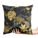 Decorative Velor Pillow Gold and black monstera - tropical leaves in glamour style 147125 additionalThumb 2