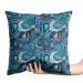 Decorative Velor Pillow Peacock eyes in blue - composition with twigs 147325 additionalThumb 2