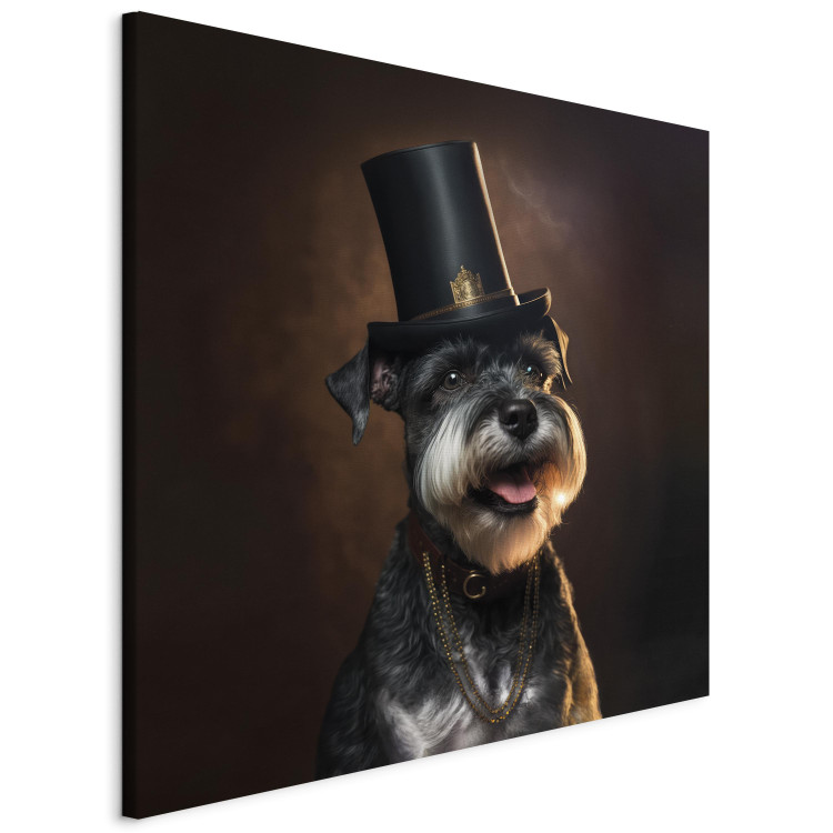 Canvas AI Dog Miniature Schnauzer - Portrait of a Cheerful Animal in a Top Hat - Square 150125 additionalImage 2