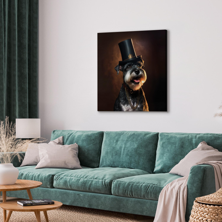 Canvas AI Dog Miniature Schnauzer - Portrait of a Cheerful Animal in a Top Hat - Square 150125 additionalImage 4