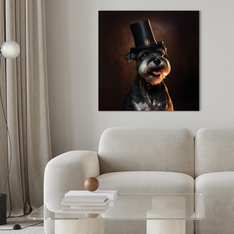 Canvas AI Dog Miniature Schnauzer - Portrait of a Cheerful Animal in a Top Hat - Square 150125 additionalImage 11
