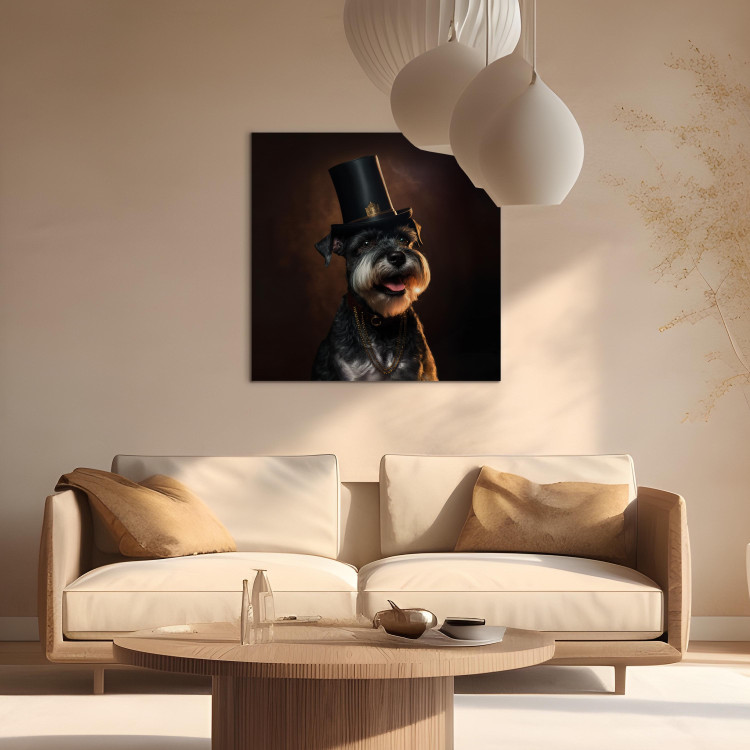 Canvas AI Dog Miniature Schnauzer - Portrait of a Cheerful Animal in a Top Hat - Square 150125 additionalImage 3