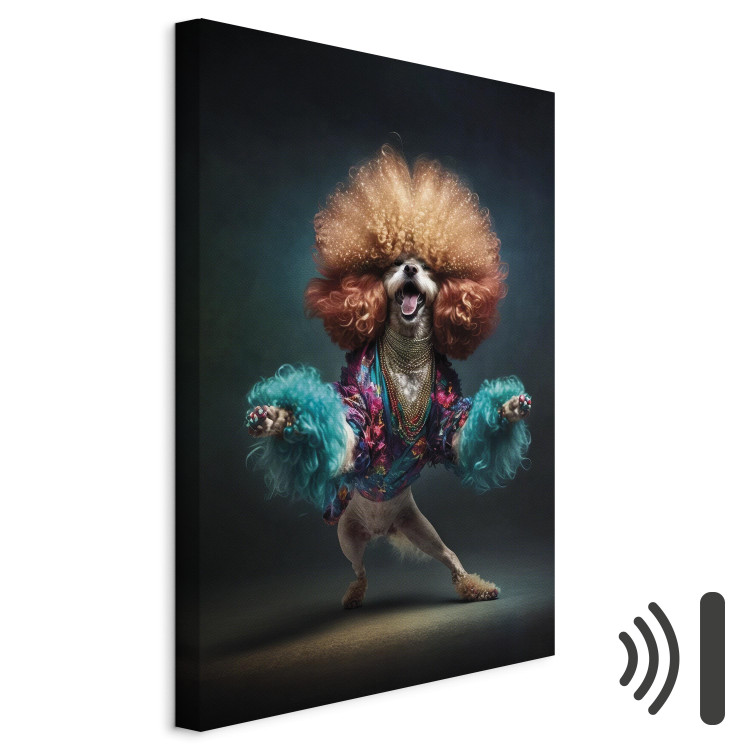 Canvas Art Print AI Dog Doodle - Disco Dancing Animal With Afro - Vertical 150225 additionalImage 8