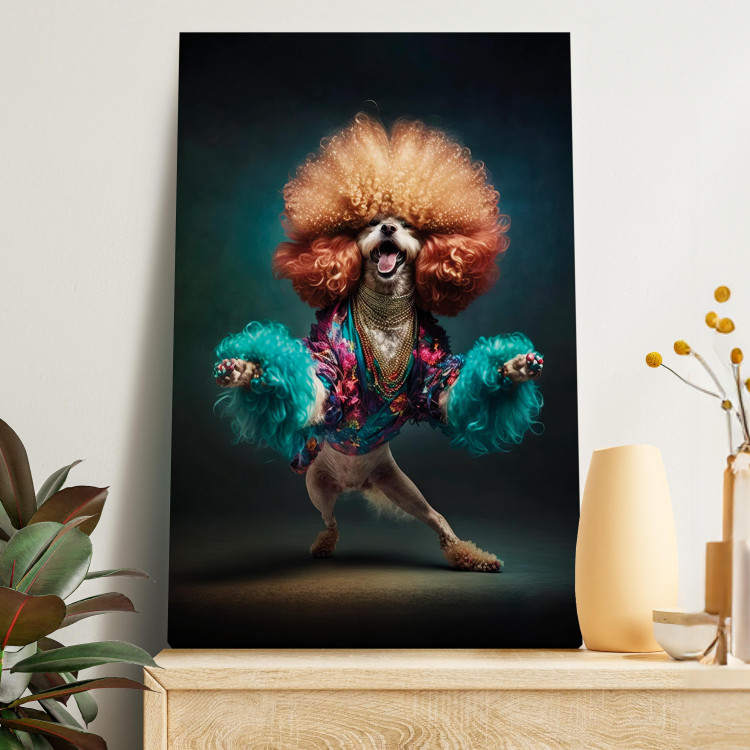 Canvas Art Print AI Dog Doodle - Disco Dancing Animal With Afro - Vertical 150225 additionalImage 11