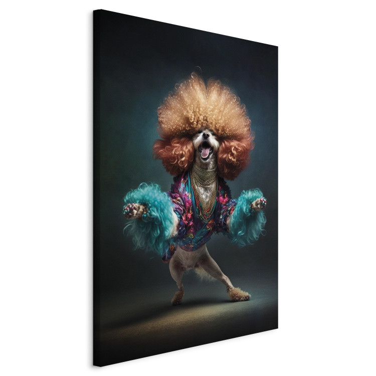Canvas Art Print AI Dog Doodle - Disco Dancing Animal With Afro - Vertical 150225 additionalImage 2