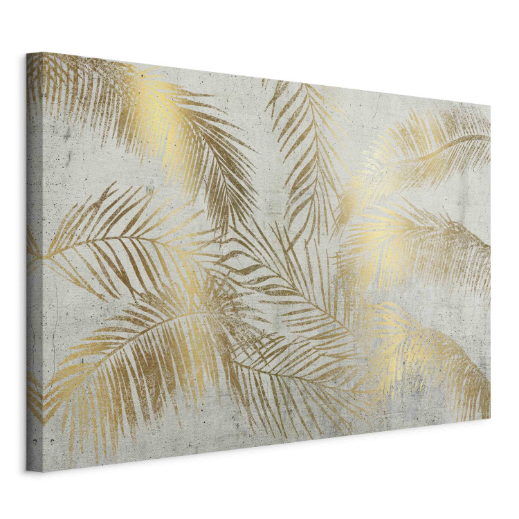 Large canvas print Palm Leaves - A Composition of Plants Forming an Arrangement on a Gray Background [Large Format] 151225 additionalImage 2