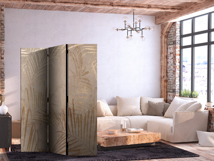Folding Screen Coast of Palm Trees - Artistic Beige Composition With Leaves [Room Dividers] 151725 additionalImage 4