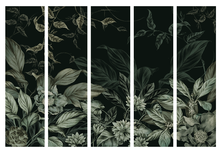 Folding Screen Atmospheric Theme - Plants and Flowers in Dark Colors II [Room Dividers] 152025 additionalImage 7