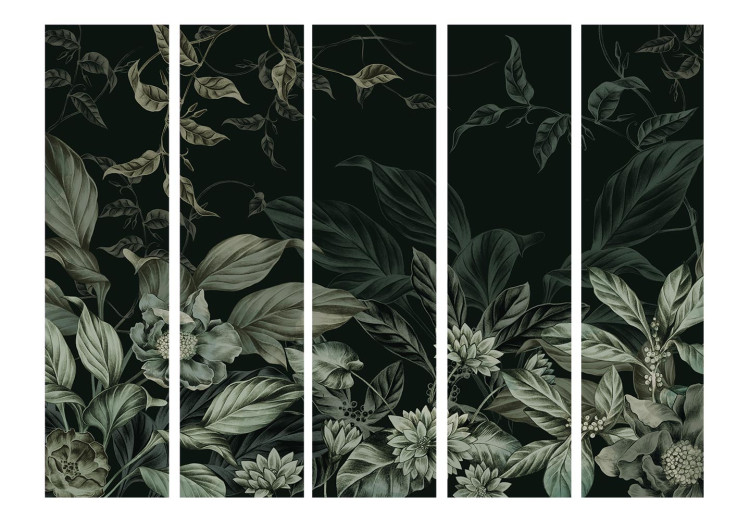 Folding Screen Atmospheric Theme - Plants and Flowers in Dark Colors II [Room Dividers] 152025 additionalImage 3