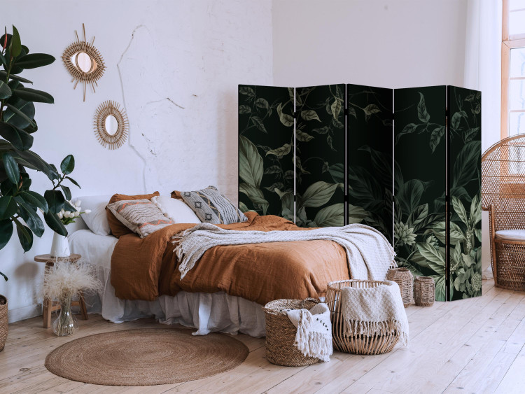 Folding Screen Atmospheric Theme - Plants and Flowers in Dark Colors II [Room Dividers] 152025 additionalImage 2
